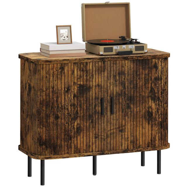 HOMCOM Sideboard Storage Cabinet with Sliding Doors Rustic Brown