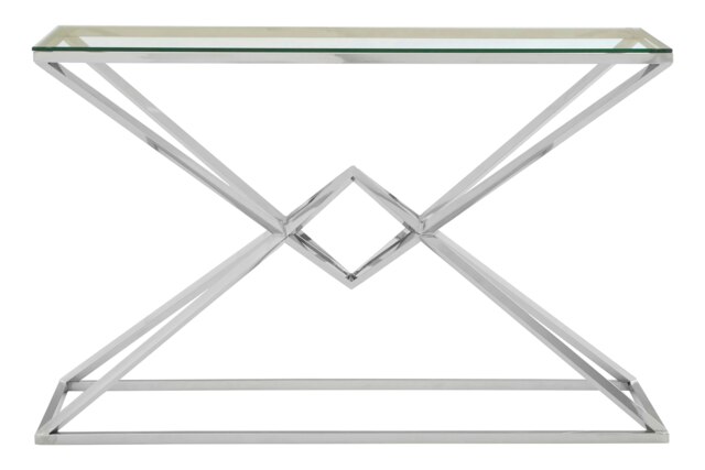 Allure Tempered Glass Rectangular Console Table Silver