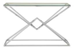 Allure Tempered Glass Rectangular Console Table Silver