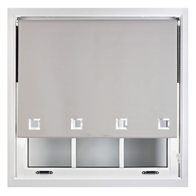 FURNISHED Blackout Roller Blinds with Large Square Eyelets Made to Measure Window Shade Grey Grey (W) 180cm x (L) 210cm