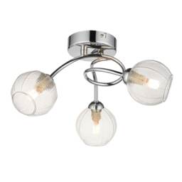 Tatton - Chrome with Ribbed Glass 3 Light Flush Ceiling Light