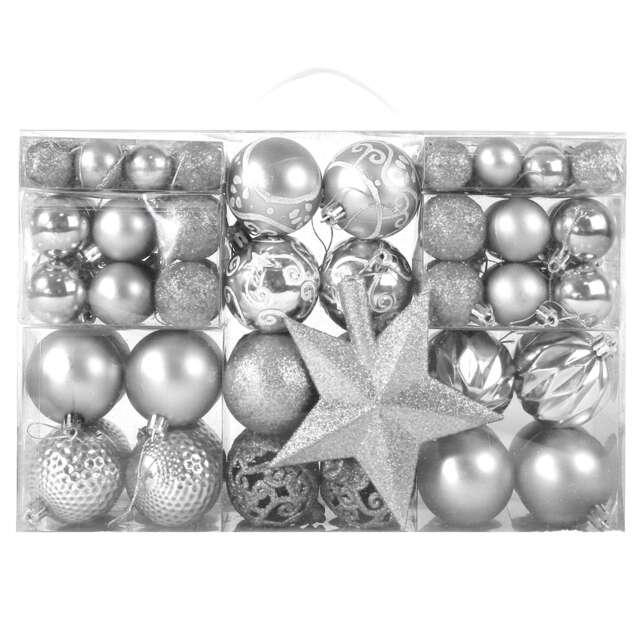 Gr8 Home 101 Pc Christmas Baubles Balls Hanging Decoration Xmas Tree Ornament Party Decor Silver