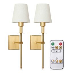ValueLights Kincaid Pair Antique Brass Rechargeable Easy Fit Wall Light