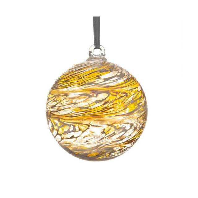 Sienna Glass Hanging Ornament 10cm Friendship Ball 50th Wedding Anniversary Golden