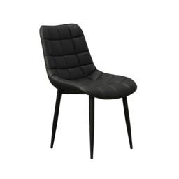 Set of 2 Nova Modern Faux Leather Dining Chair Padded Seat Metal Legs Kitchen (Black) Black Black One Size