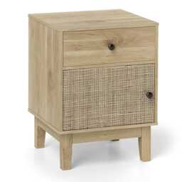 COSTWAY Rattan Nightstand Mid Bedside Table Natural Brown