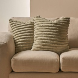 OHS 2 x Faux Fur Matte Velvet Fleece Thick Ribbed Cushion Covers, 45x45cm - Sage Green Green Sage Green 45x45cm 2