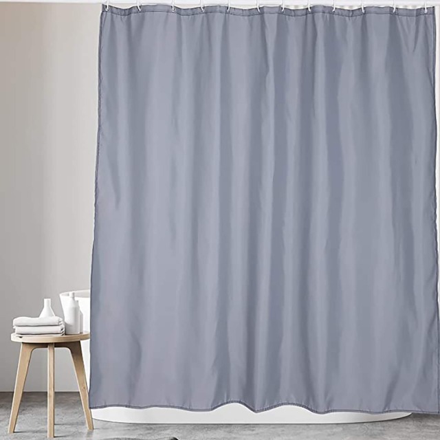 KAV - Polyester fabric Shower Mould and Mildew Resistant Curtain 180 x 180 cm (71 x 71 Inch) Grey Matching Hooks