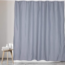 KAV - Polyester fabric Shower Mould and Mildew Resistant Curtain 180 x 180 cm (71 x 71 Inch) Grey Matching Hooks