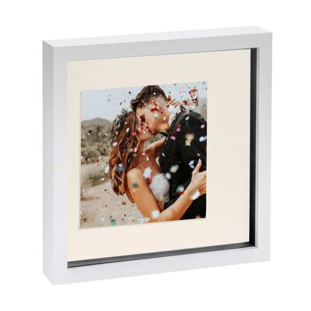 "Nicola Spring 10 x 10"" Photo Frame - White/Ivory Mount - 3D Photo Frame Picture Frame Box Portrait Display Case (53 x 53cm)"