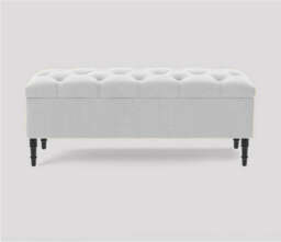 180cm Swiss Chesterfield Ottoman Storage Bench- Plush Velvet Shoe Bench - White Upholstery Footstool with Storage