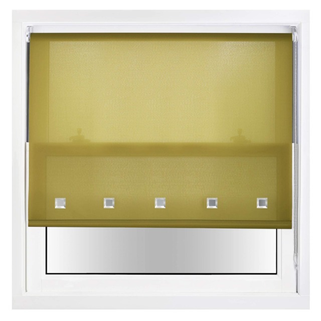 FURNISHED Daylight Roller Blinds with Square Eyelets & Metal Fittings for Homes and Offices Green Green (W) 210cm x (L) 165cm