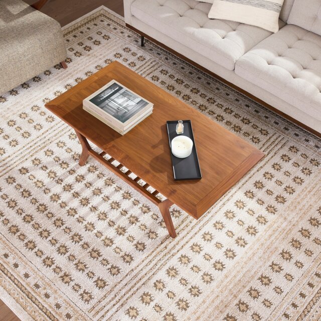 LIVABLISS Alba-Global Graphic Rug 200 x 275 cm Ivory Green Brown Taupe