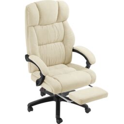 Office Chair Gillian with Folding Footrest, 360 Swivel, Padding and Velour cover Cream beige One Size 1