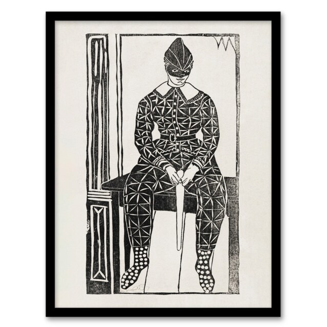Samuel J De Mesquita Framed Wall Art Print Harlequin Clown Portrait Home Décor