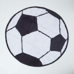 "Homescapes Cotton Tufted Washable Football Children Rug - 80 cm Black Black & white 80cm (31"") round"