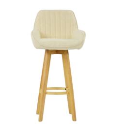 Lakeland Furniture Karlstad Natural Cream Boucle Wooden Leg Base 1 Bar Stool