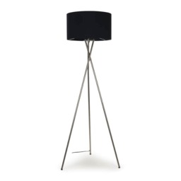 ValueLights Camden Brushed Chrome Tripod Floor Lamp Black Shade Black