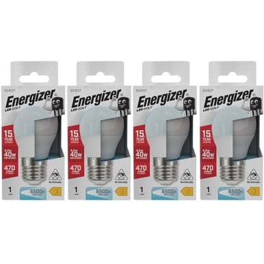Energizer LED Golf Ball E27 470lm 4.2W 6500K (Daylight) Light Bulb - Pack of 4