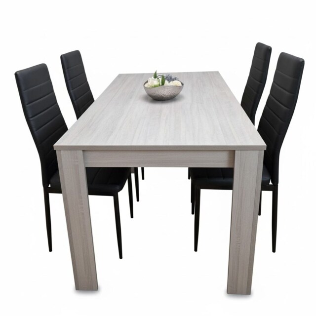 Kosy Koala Modern Rectangle Dining Table Set With 4 Black Chairs Dining Room Furniture