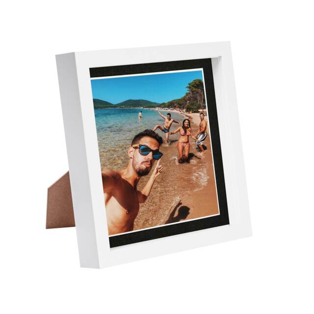 "Nicola Spring 8 x 8"" Photo Frame - Black Mount 3D Photo Frame Picture Frame Box Portrait Display Case & Spacer (22.5 x 22.5cm)"