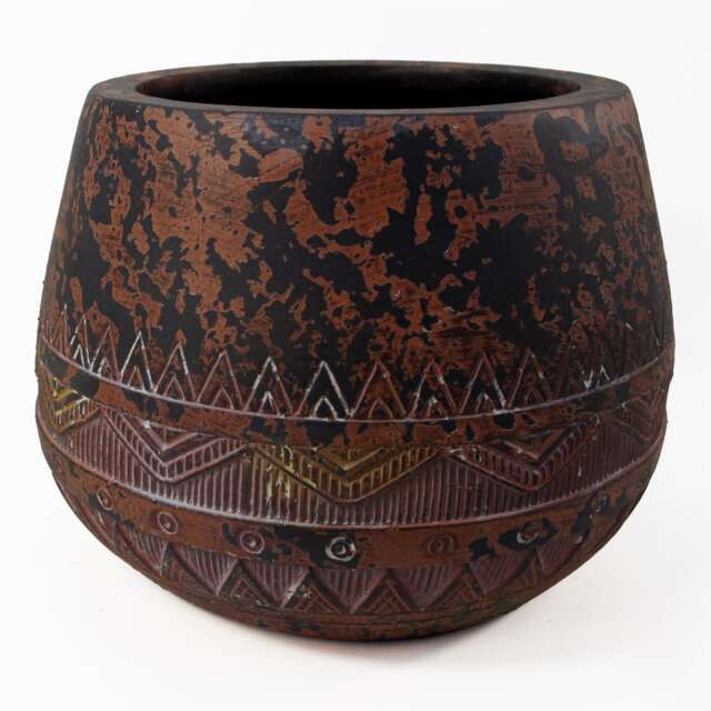 24cm x 30cm Large Zaturn Planter Brown / Black Brown