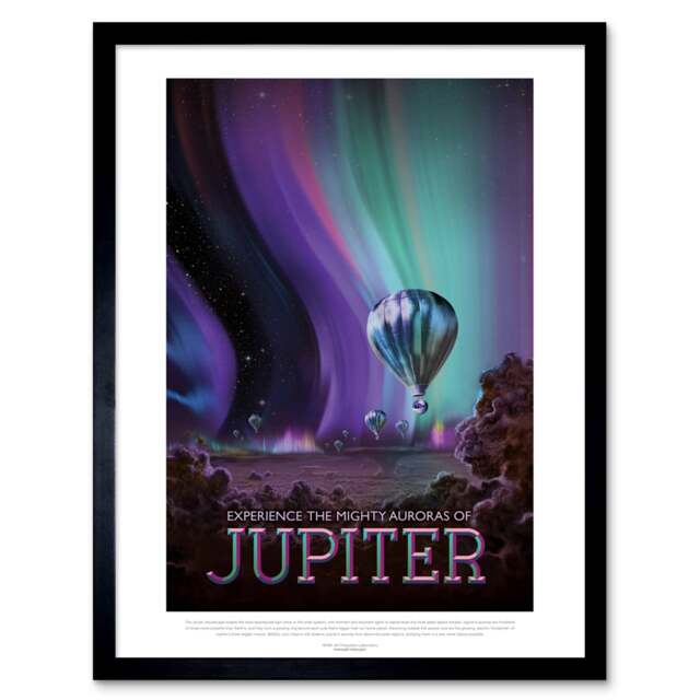 "NASA Space Travel Advert Jupiter Home Decor 12x16"" Framed Wall Art Print"