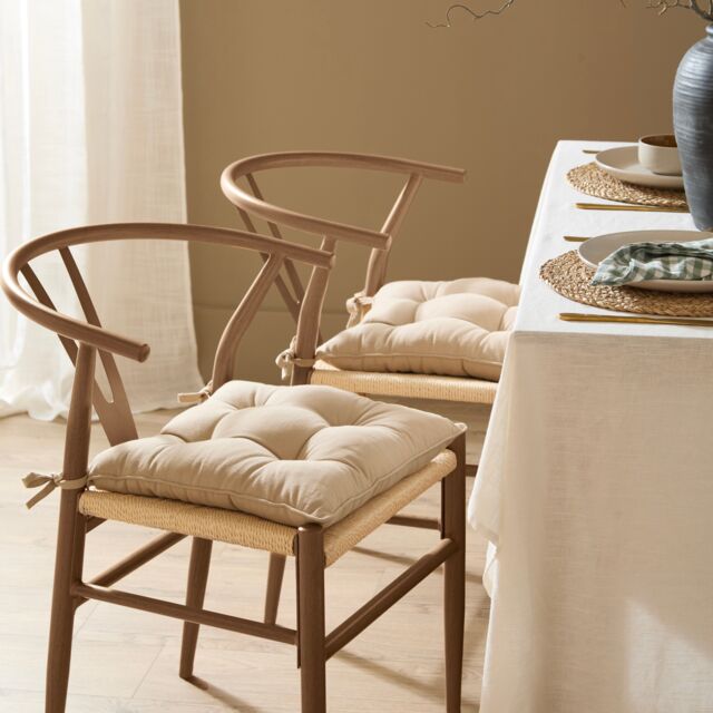 Yard Slub Cotton 2 Pack Seat Pads Cream Linen