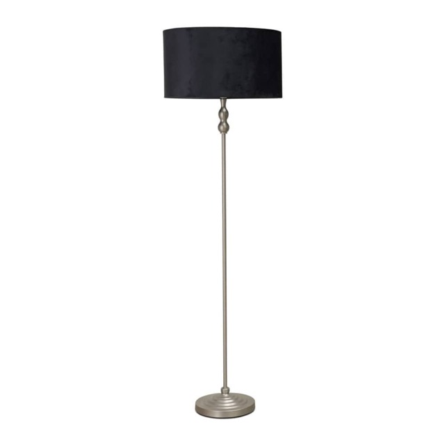 ValueLights Maggie Chrome Candlestick Floor Lamp Black Velvet Shade and Bulb