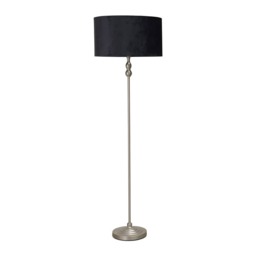 ValueLights Maggie Chrome Candlestick Floor Lamp Black Velvet Shade and Bulb