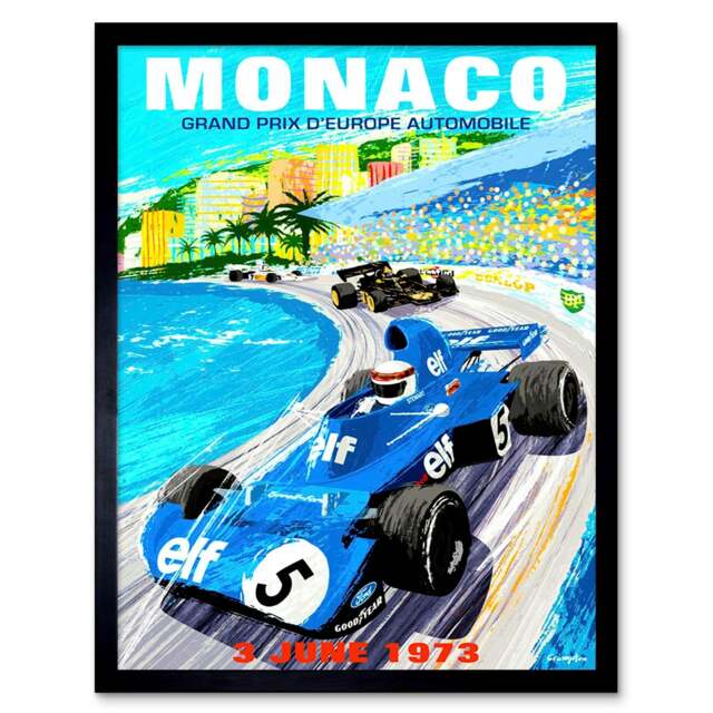 Vintage Advert Motor Sport Monaco Grand Prix 1973 Framed Wall Art Print