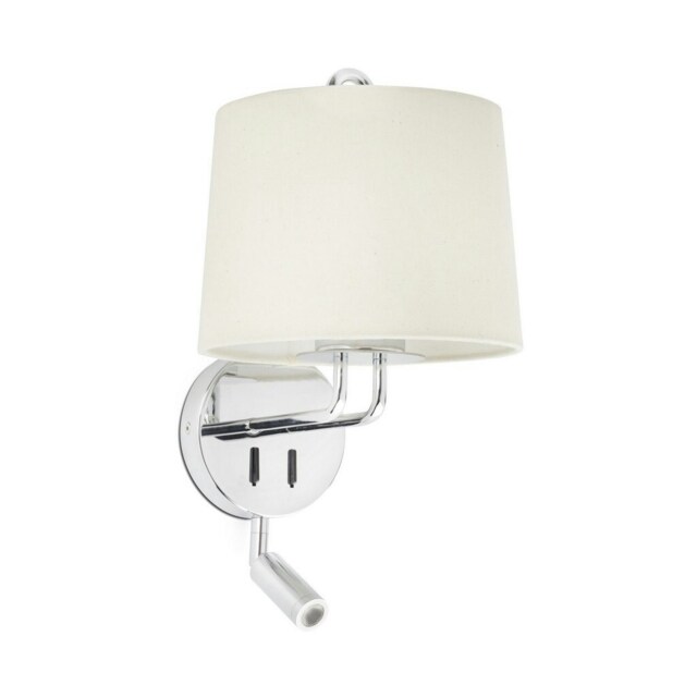 Montreal Chrome, Beige Shade Wall Lamp With Reading Light