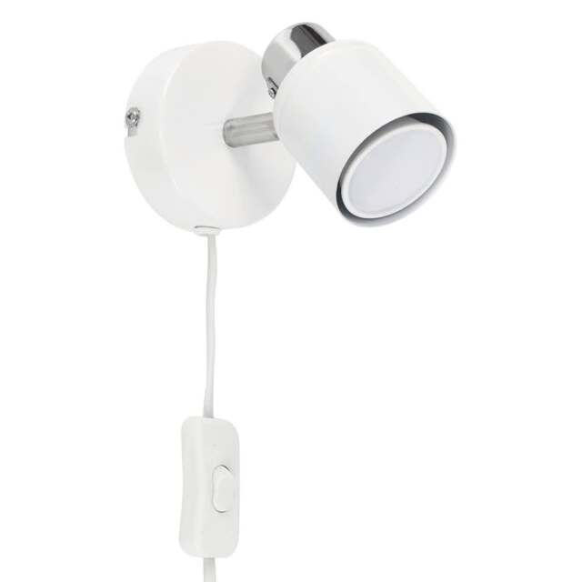 ValueLights Benton Pair of White Indoor Wall Spotlights and Bulb