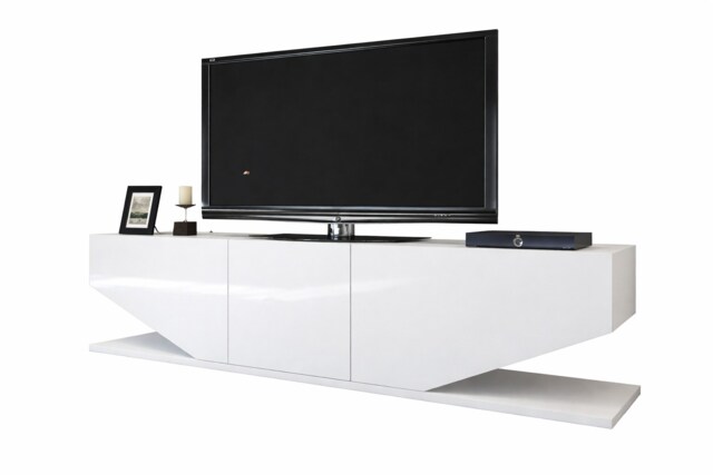 Decorotika Pearl TV Unit for TVs up to 71 inch High Gloss White 3 Cabinets White High Gloss White 1