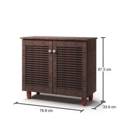 Essentials Modern Shoe Storage Cabinet 2 Doors Footwear Stand Rack Unit Cupboard Dark Wenge