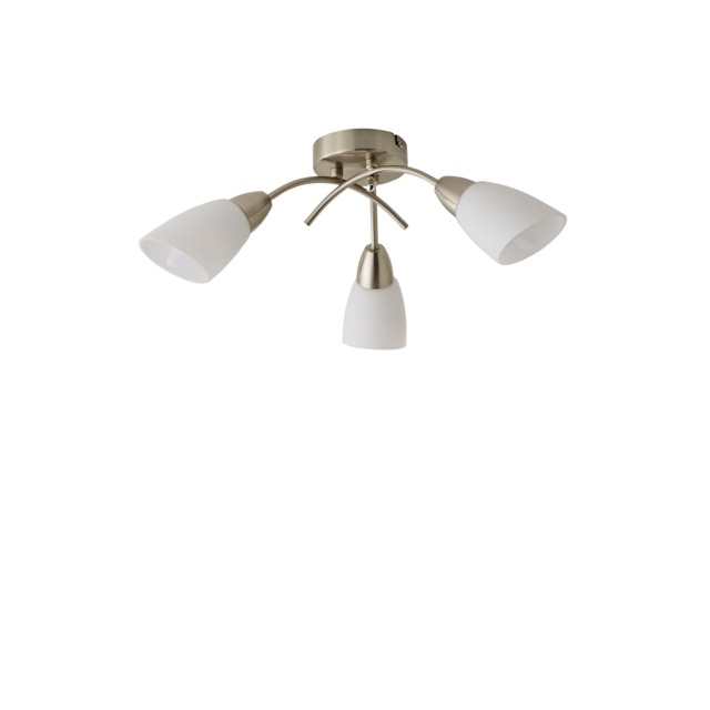 ValueLights Barine 3 Way Brushed Chrome Ceiling Light With Frosted Glass Shades Chrome