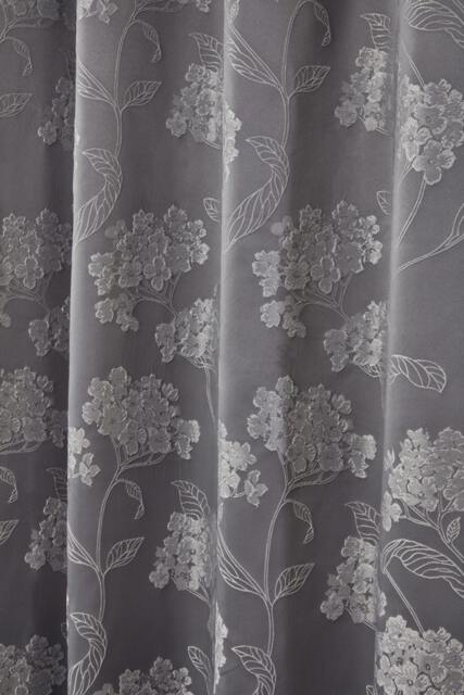 English Garden Lined Eyelet Jacquard Curtains 168cm x 183cm Silver Grey Grey