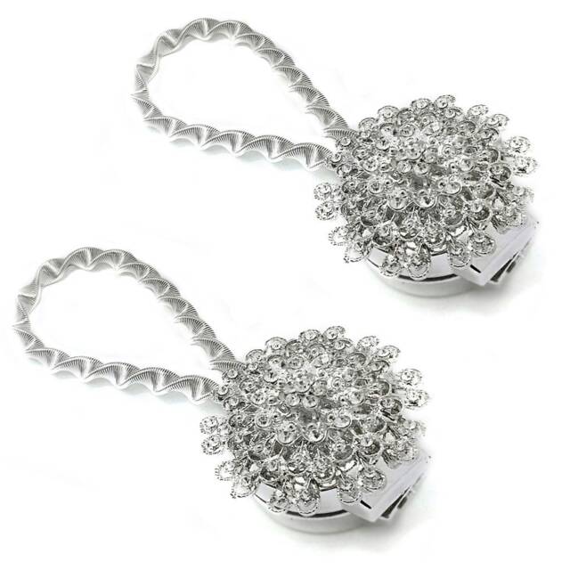 Living and Home 2 Pcs Crystal Magnetic Curtain Tiebacks