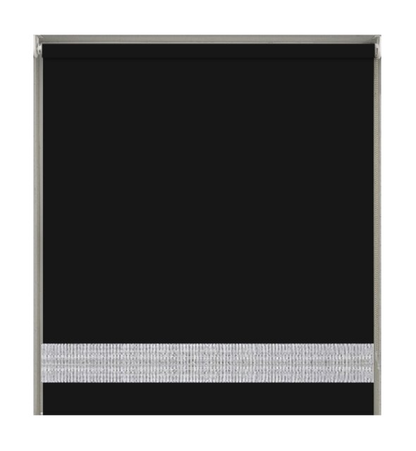 180cm Black Straight Diamante Edge Border Roller Blind Black Black