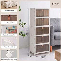 Plastic Storage Drawer Tower Unit with Wheels – 6 Tier Multipurpose Organizer for Home & Office