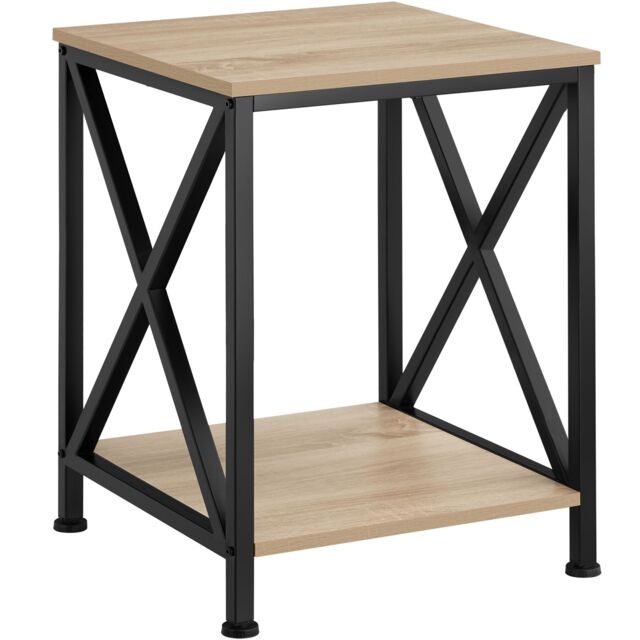 Bedside Table Carlton - industrial style, with 2 shelves, 40.5 x 40.5 x 52.5 cm Brown industrial wood light, oak Sonoma 40,50 x 40,50 x 52,20 cm 1