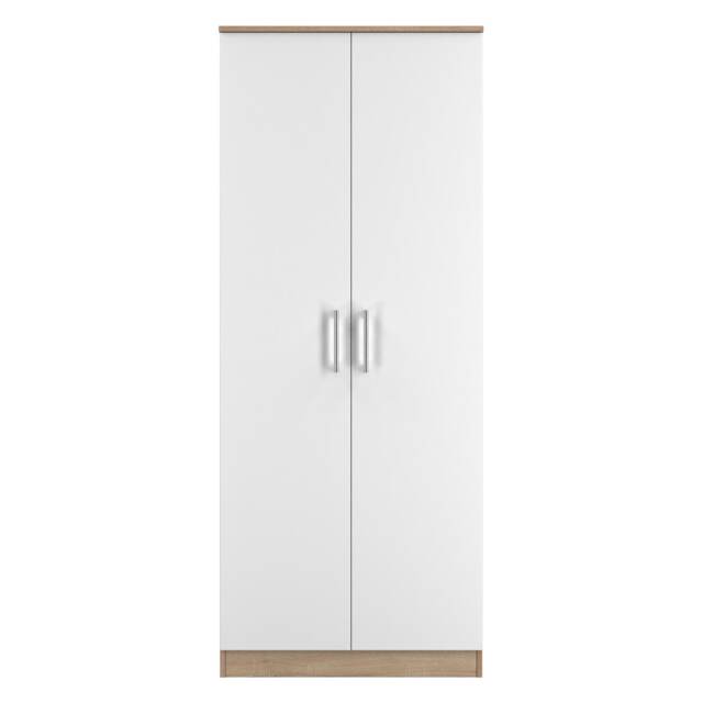 Cornwall Double Wardrobe in White Matt & Bardolino Oak (Ready Assembled) White White Matt & Bardolino Oak