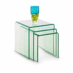 Caledon Bent Glass Nest Of Tables in Clear
