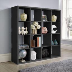 Storage Cube Shelf Bookcase Deluxe Chunky Wooden Display Unit Organiser Black