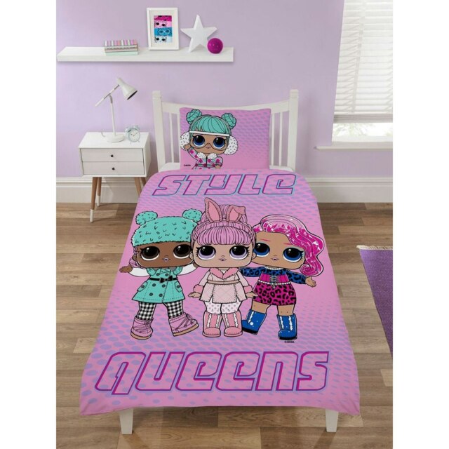 LOL Surprise Style Queens Duvet Cover Set - Pink/Purple - Single Pink Single