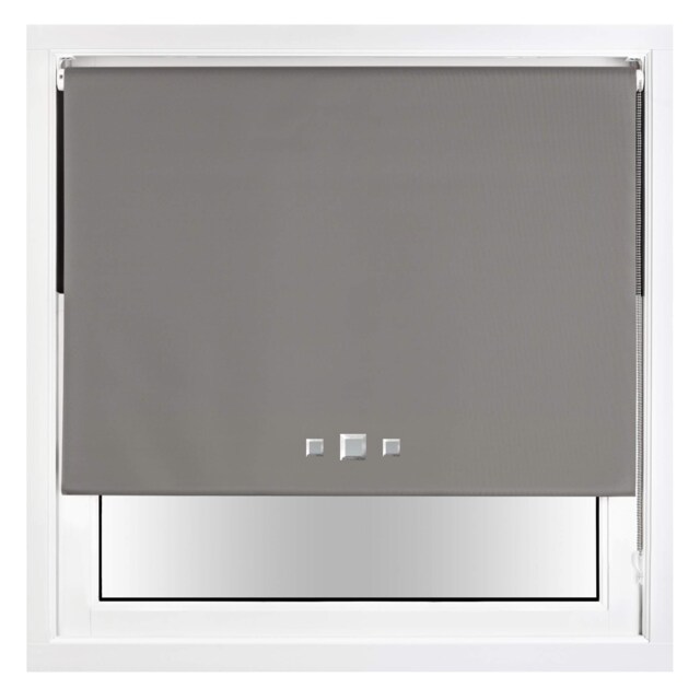 FURNISHED Blackout Roller Blind with Triple Square Eyelets Easy Fit Window Shade Grey Dark Grey (W) 60cm x (L) 210cm