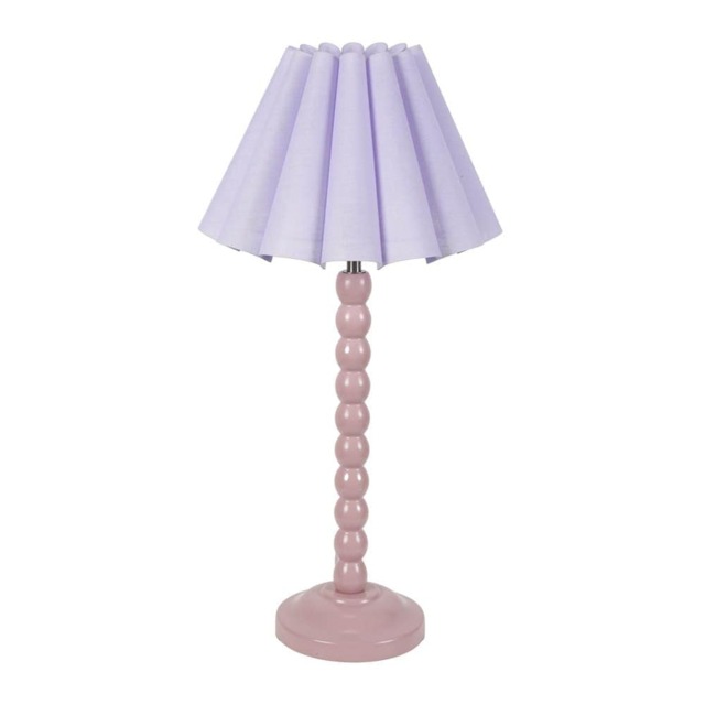 ValueLights Bobbins Rose Table Lamp Lilac Scallop Taper Shade