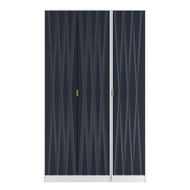 Dallas Tall Triple Wardrobe in Indigo Matt & White Matt (Ready Assembled) Blue Indigo Matt & White Matt
