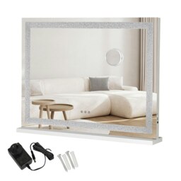 Emitto Tabletop Touch LED Vanity Mirror Crystal USB Makeup 80x62cm Large White