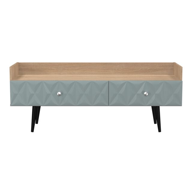 Toledo 2 Drawer TV Console Unit in Duck & Bardolino Oak (Ready Assembled) Blue Duck & Bardolino Oak